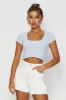 Blue Top Short Sleeve Round Neck Seamless sold by Ally Fashion
