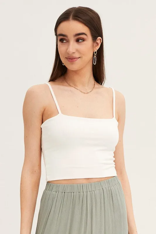 White Cotton Singlet Stretch sold by Ally Fashion