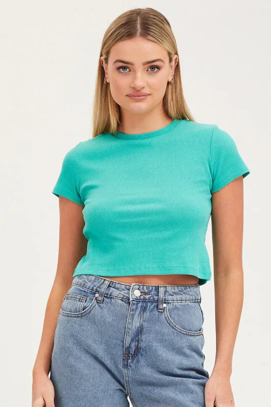 Green T-Shirt Short Sleeve Crew Neck sold by Ally Fashion
