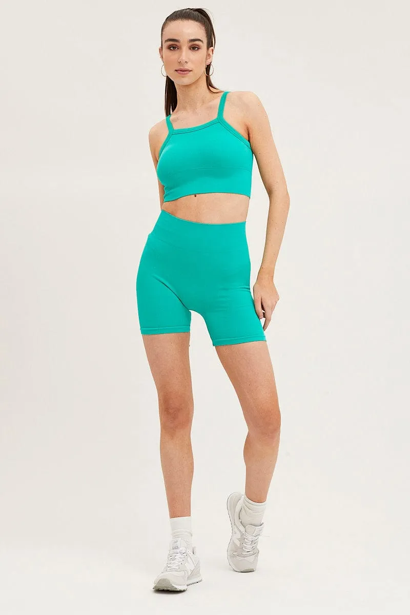 Green Seamless Rib Bike Short sold by Ally Fashion product image thumbnail 3