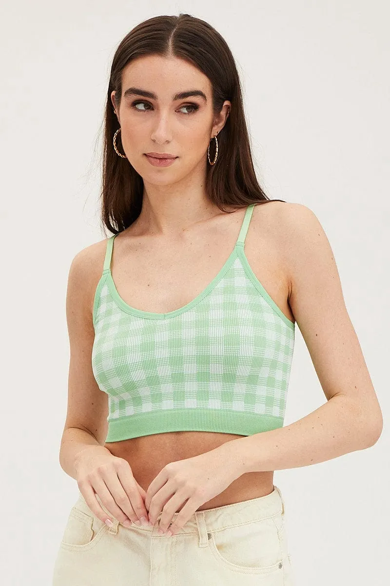 Green Check Singlet Crop Top Seamless sold by Ally Fashion product image thumbnail 3