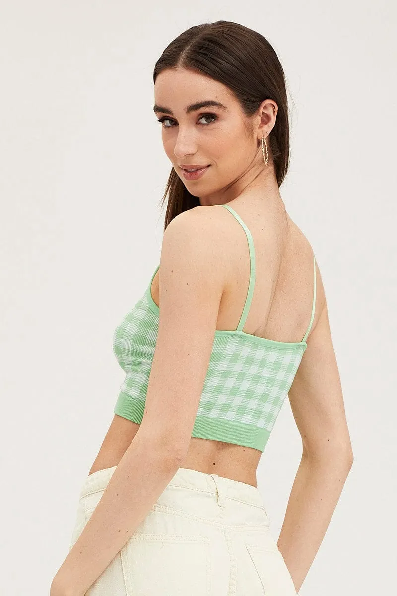 Green Check Singlet Crop Top Seamless sold by Ally Fashion product image thumbnail 5