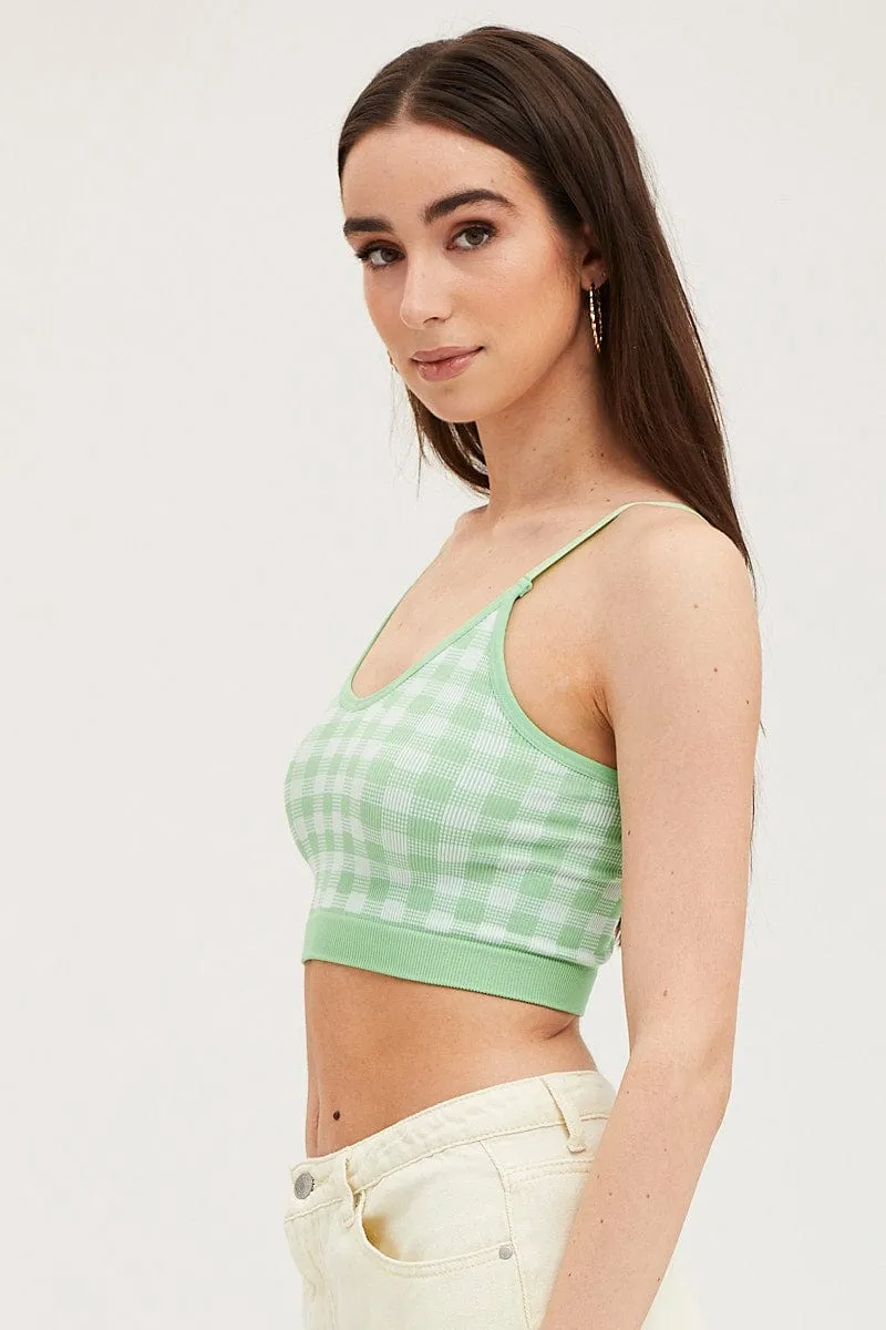 Green Check Singlet Crop Top Seamless sold by Ally Fashion product image thumbnail 4