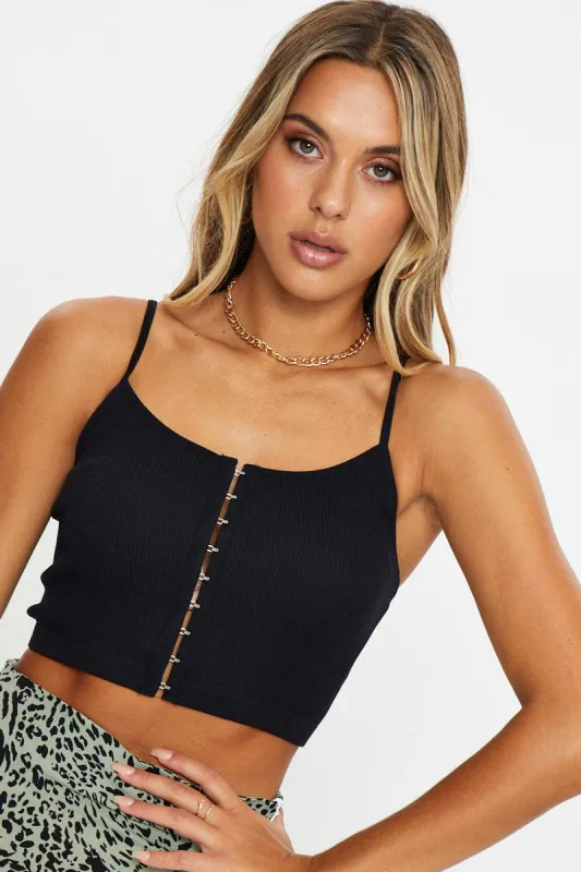 Black Seamless Basic Singlet Top sold by Ally Fashion