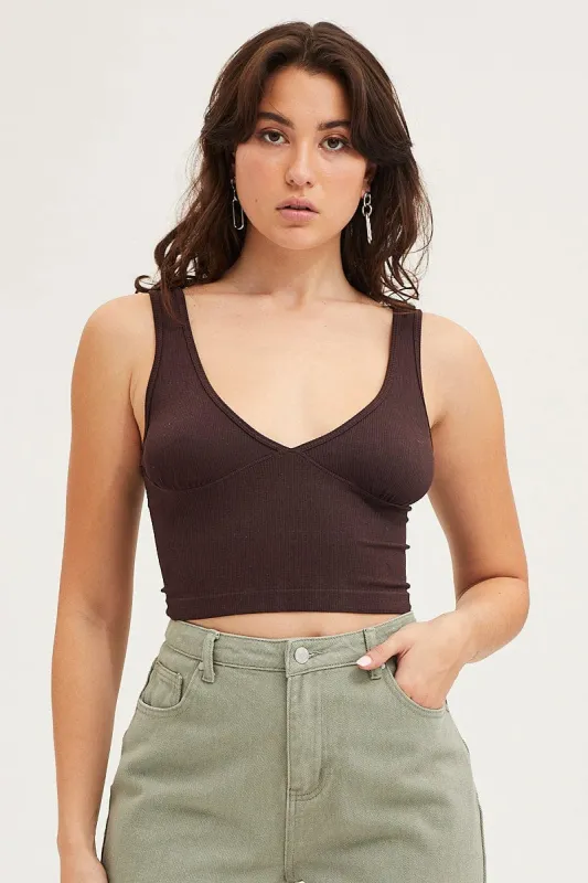 Brown Tank Top Sleevelss Seamless sold by Ally Fashion
