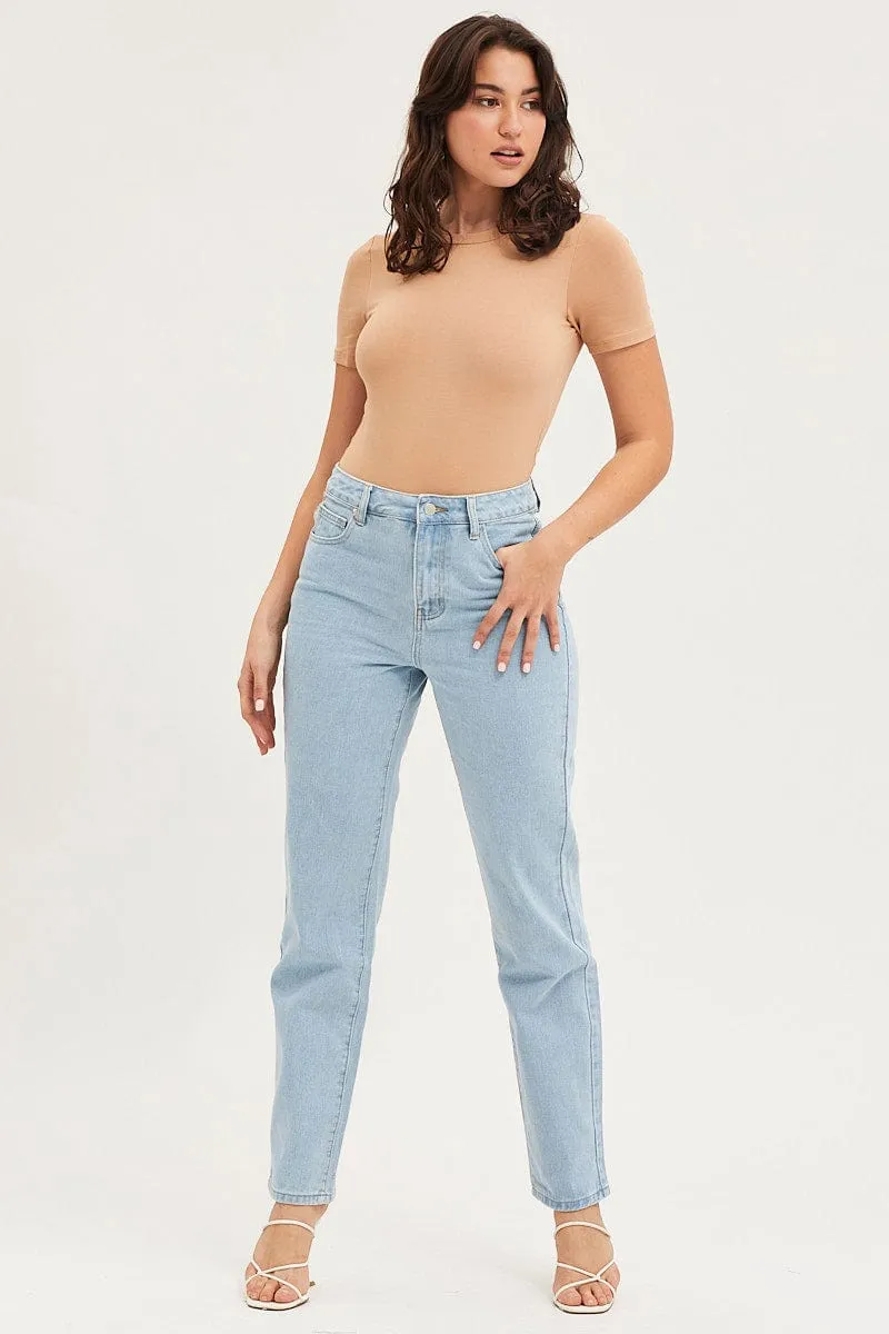 Brown Bodysuit Short Sleeve Crew Neck sold by Ally Fashion product image thumbnail 3