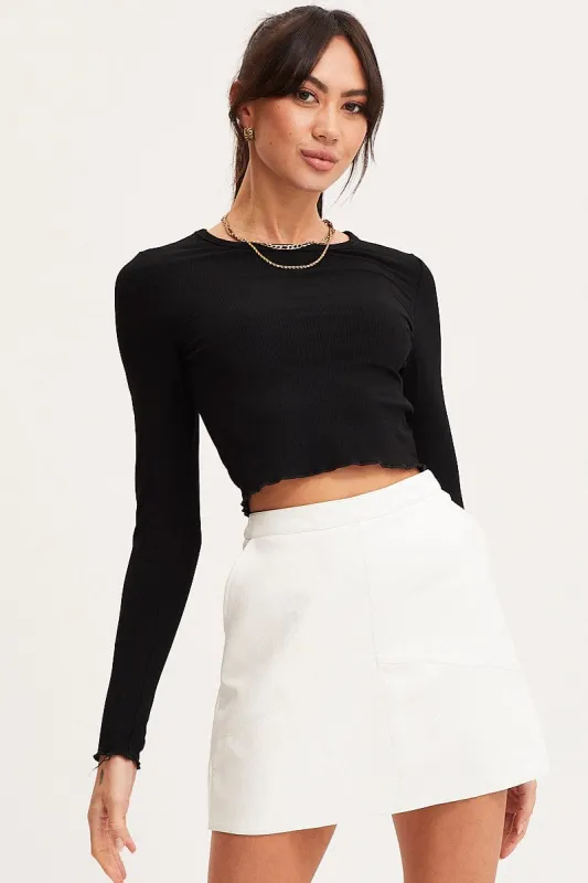 Black Top Long Sleeve Crew Neck sold by Ally Fashion