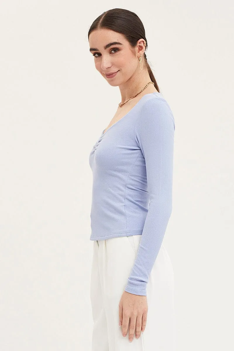 Blue Top Long Sleeve Round Neck sold by Ally Fashion product image thumbnail 4