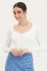 White Top Long Sleeve Round Neck sold by Ally Fashion