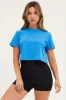 Blue Crop T Shirt Short Sleeve Crew Neck sold by Ally Fashion