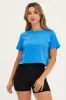 Blue Crop T Shirt Short Sleeve Crew Neck sold by Ally Fashion