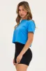 Blue Crop T Shirt Short Sleeve Crew Neck sold by Ally Fashion
