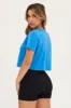 Blue Crop T Shirt Short Sleeve Crew Neck sold by Ally Fashion