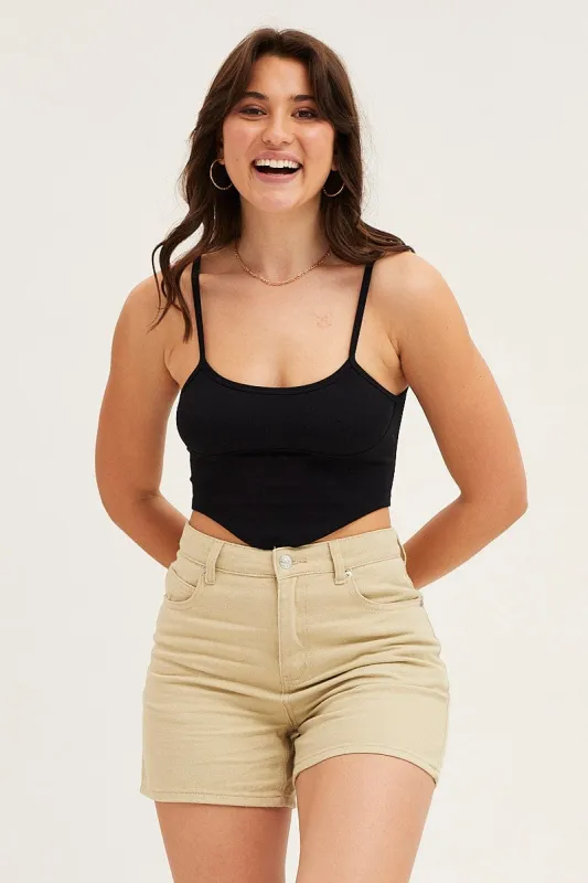 Black Seamless Corset Detail Singlet Top sold by Ally Fashion