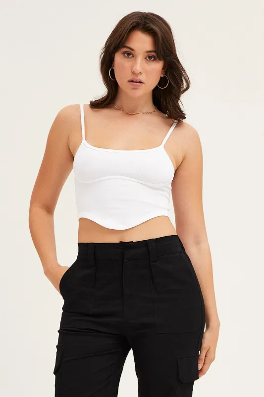 White Seamless Corset Detail Singlet Top sold by Ally Fashion