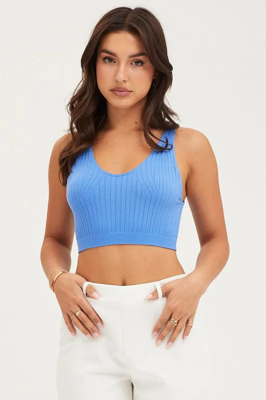 Blue Tank Top Sleeveless Seamless sold by Ally Fashion