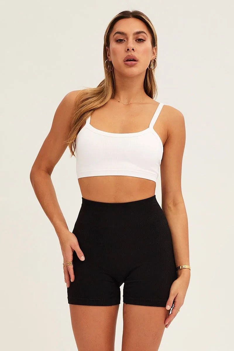 White Bralette Crop Round Neck Seamless sold by Ally Fashion