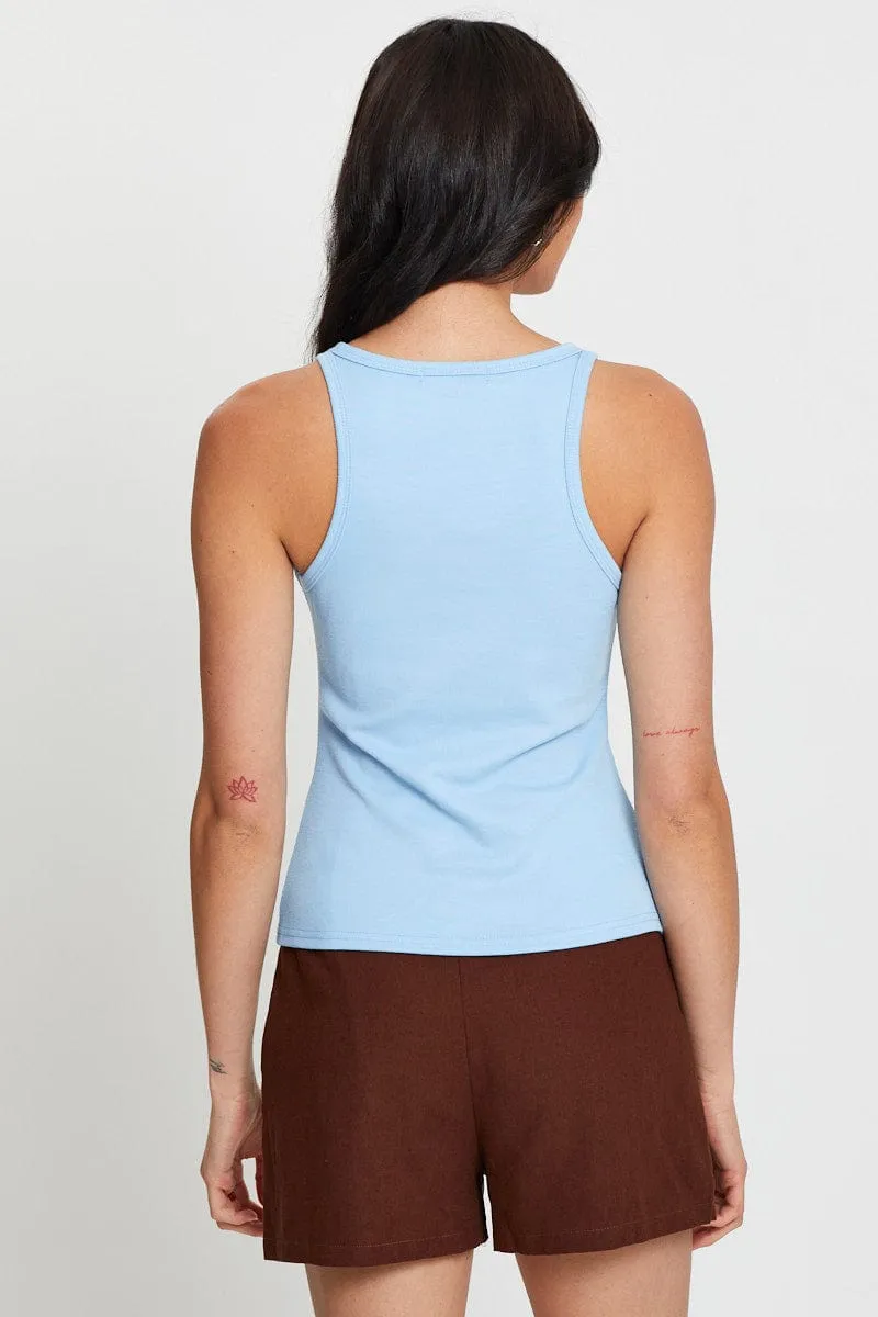Blue Tank Top sold by Ally Fashion product image thumbnail 4
