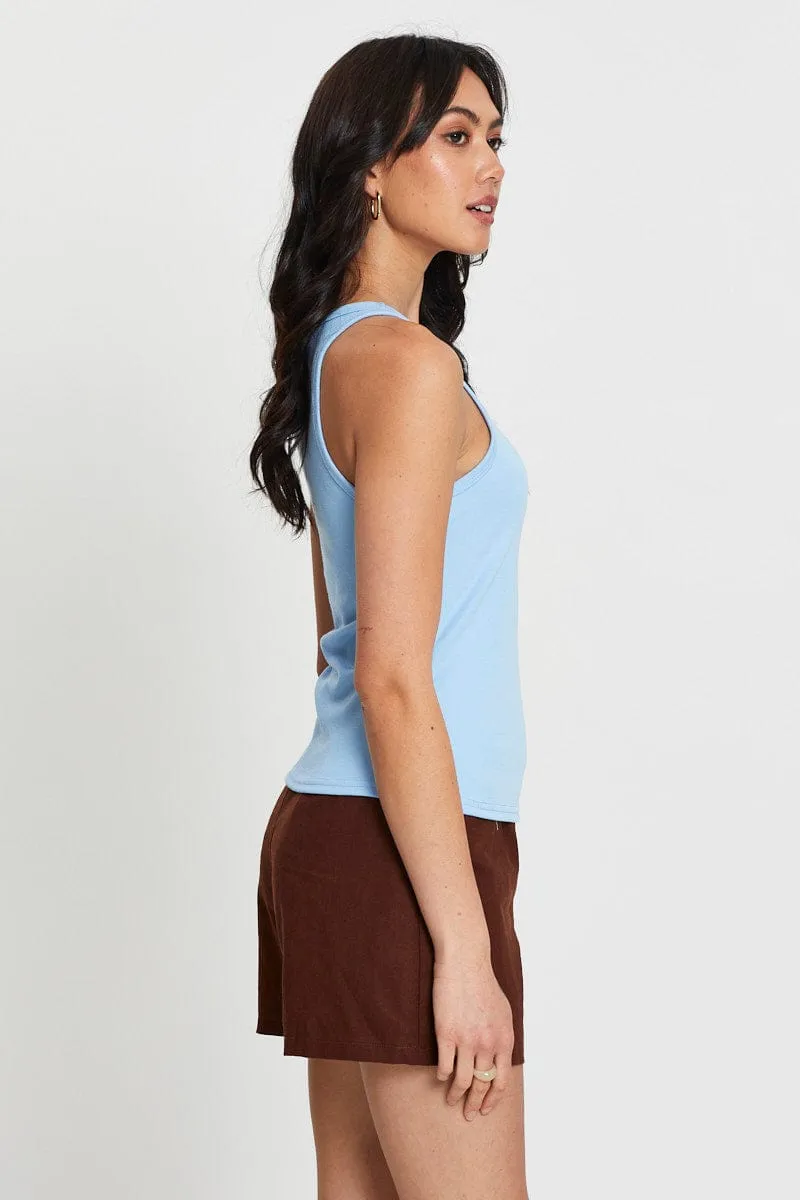 Blue Tank Top sold by Ally Fashion product image thumbnail 3