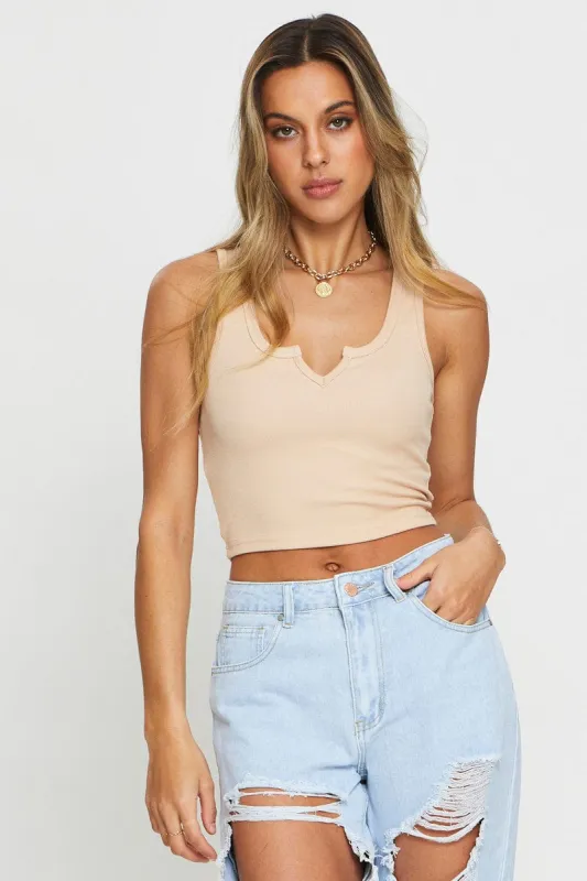 Beige Tank Top Crop sold by Ally Fashion