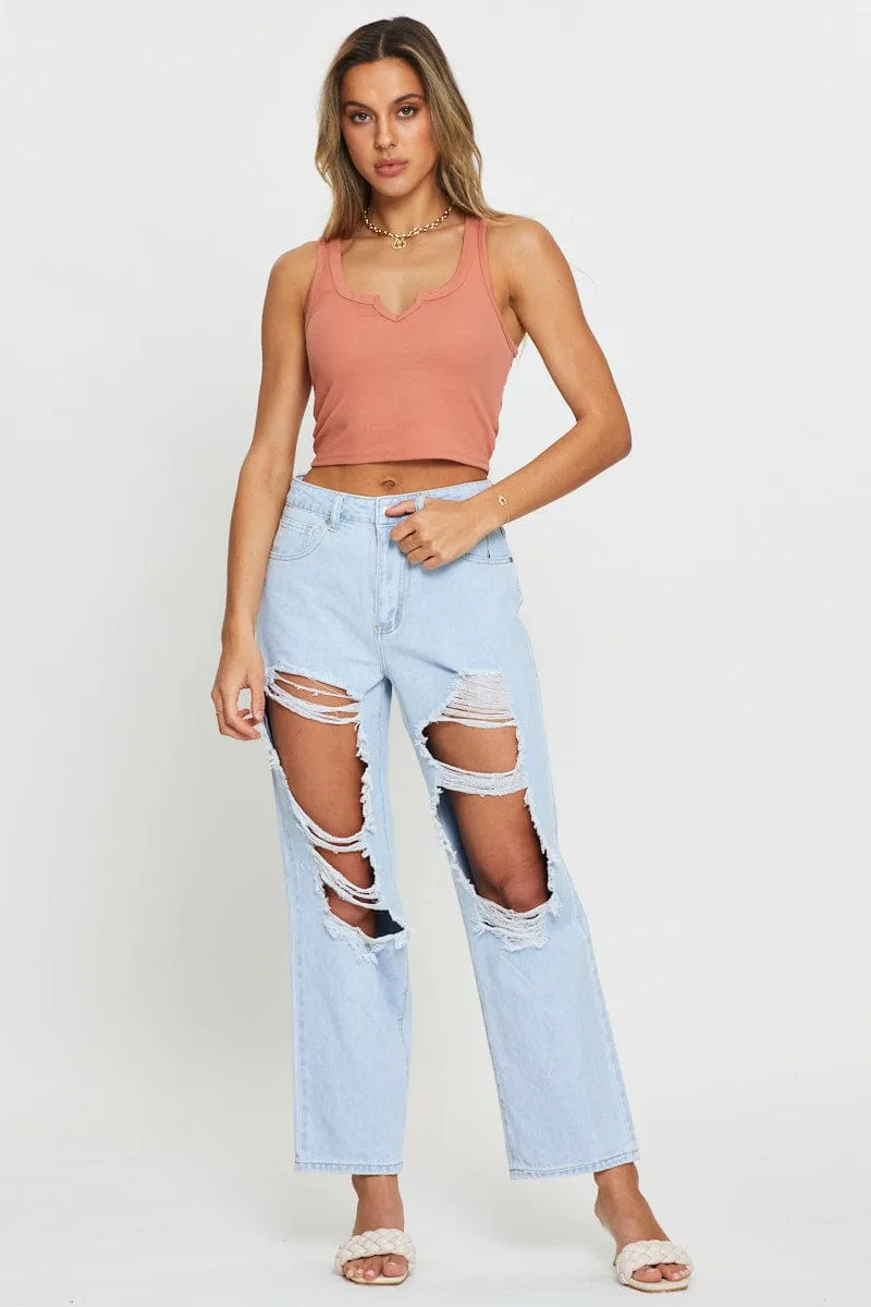 Brown Tank Top Crop sold by Ally Fashion product image thumbnail 2