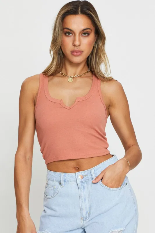 Brown Tank Top Crop sold by Ally Fashion