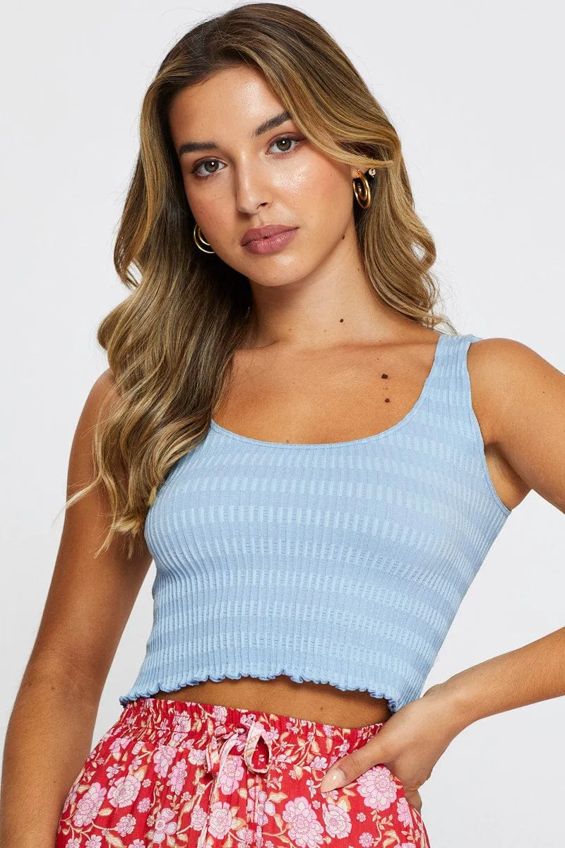 Blue Crop Top Seamless sold by Ally Fashion