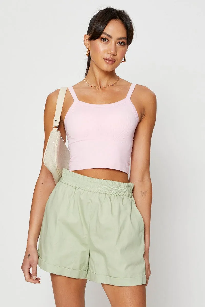 Pink Singlet Top Seamless Crop sold by Ally Fashion