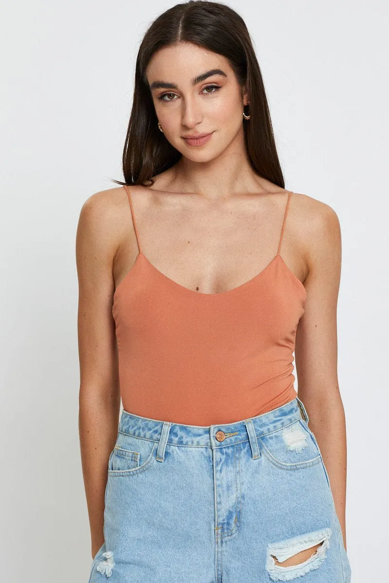 Brown Bodysuit Top sold by Ally Fashion