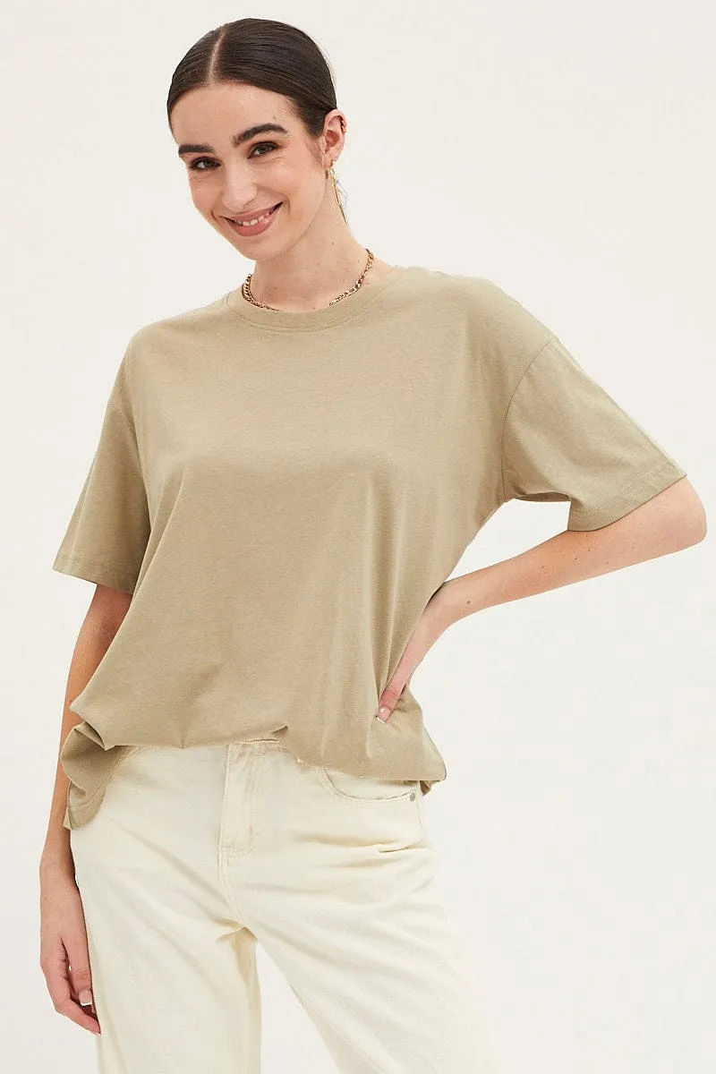 Green Oversized T Shirt Short Sleeve Crew Neck sold by Ally Fashion product image thumbnail 3