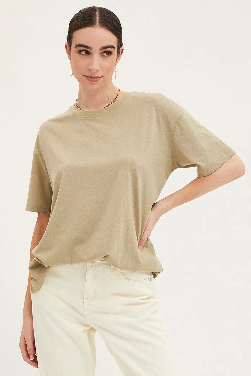 Green Oversized T Shirt Short Sleeve Crew Neck sold by Ally Fashion