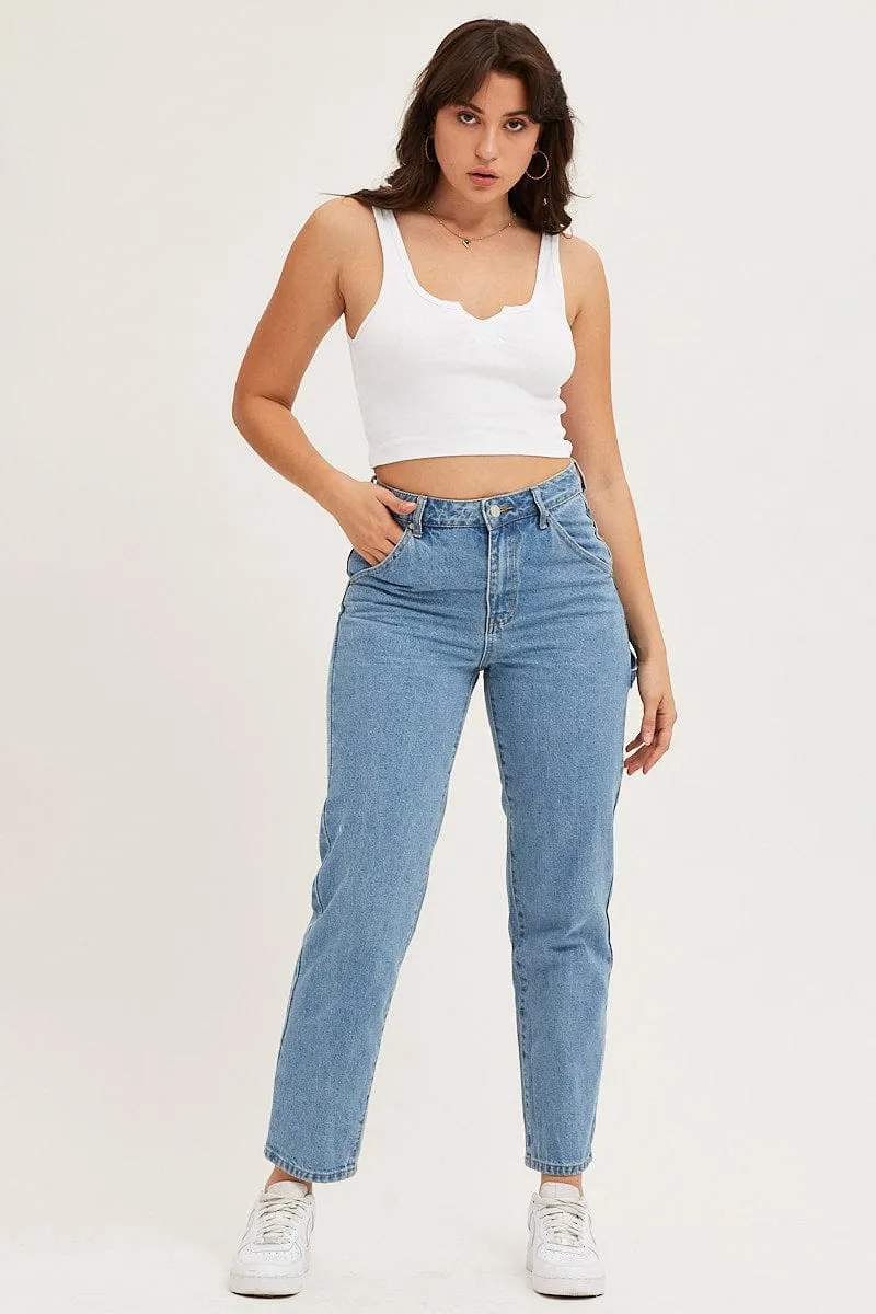 White Tank Rib Notch Cropped Rib sold by Ally Fashion product image thumbnail 2