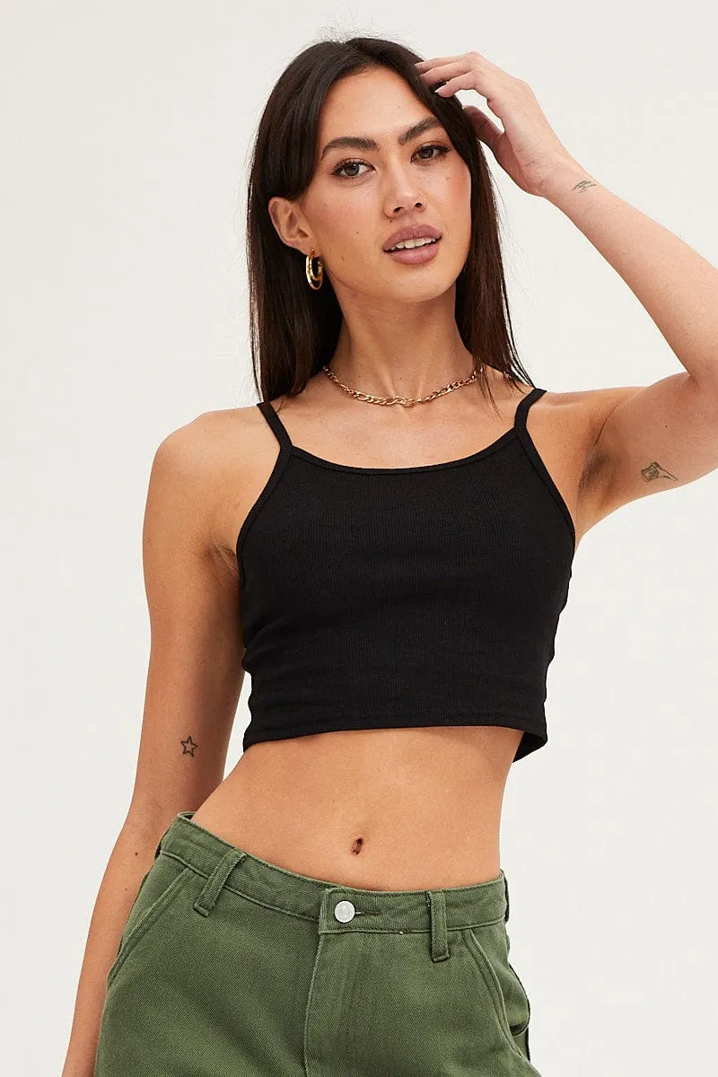 Black Crop Singlet Top sold by Ally Fashion