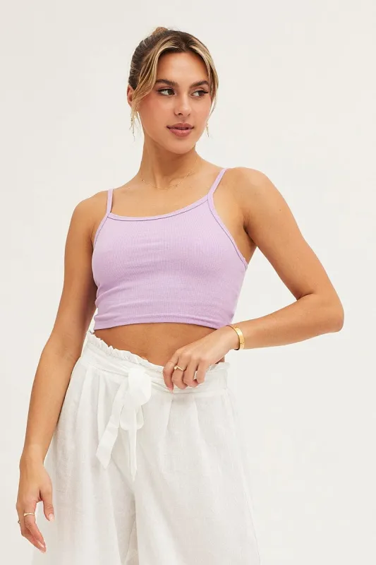 Purple Crop Singlet Top sold by Ally Fashion