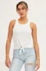 White Rib Knot Front Tank Top sold by Ally Fashion