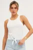 White Rib Knot Front Tank Top sold by Ally Fashion