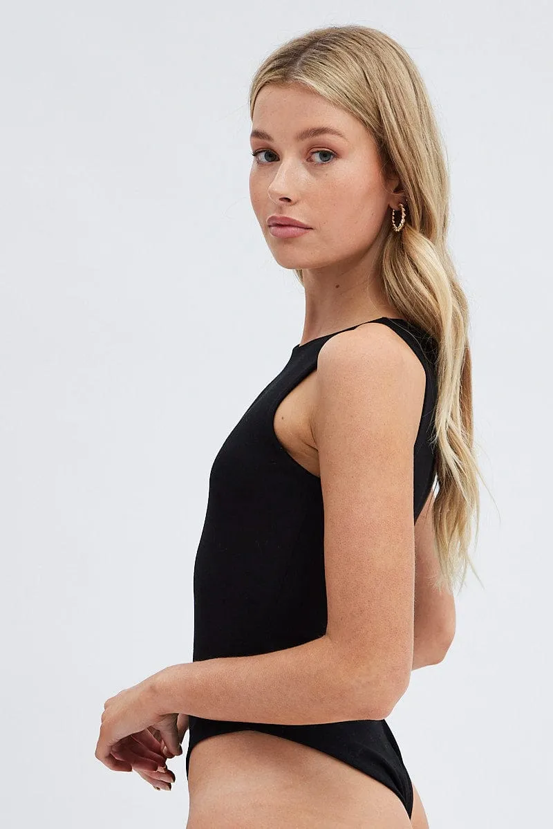 Black Round Neck Sleeveless Bodysuit sold by Ally Fashion product image thumbnail 2