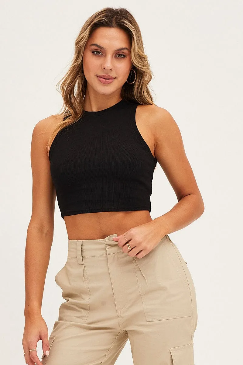 Black Tank Top Rib sold by Ally Fashion