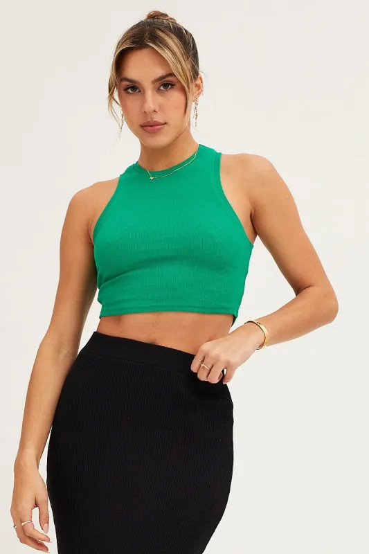Green Tank Top Rib sold by Ally Fashion