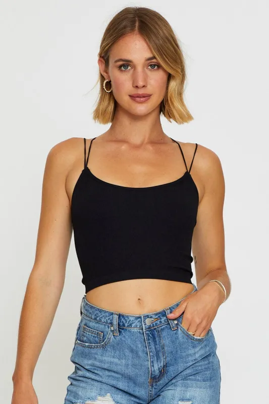 Black Bralette Top Seamless Crop sold by Ally Fashion