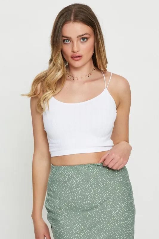 White Bralette Top Seamless Crop sold by Ally Fashion