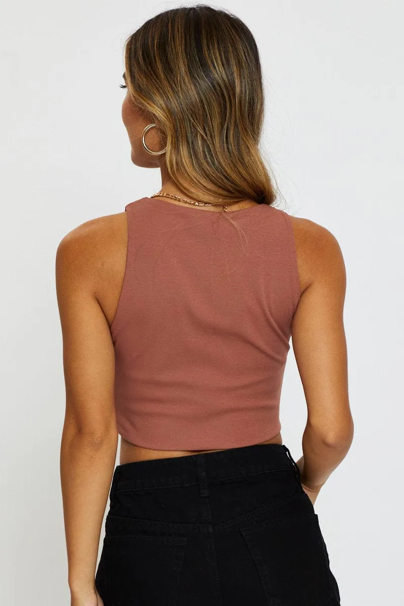 Brown Crop Top Long Sleeve sold by Ally Fashion product image thumbnail 5