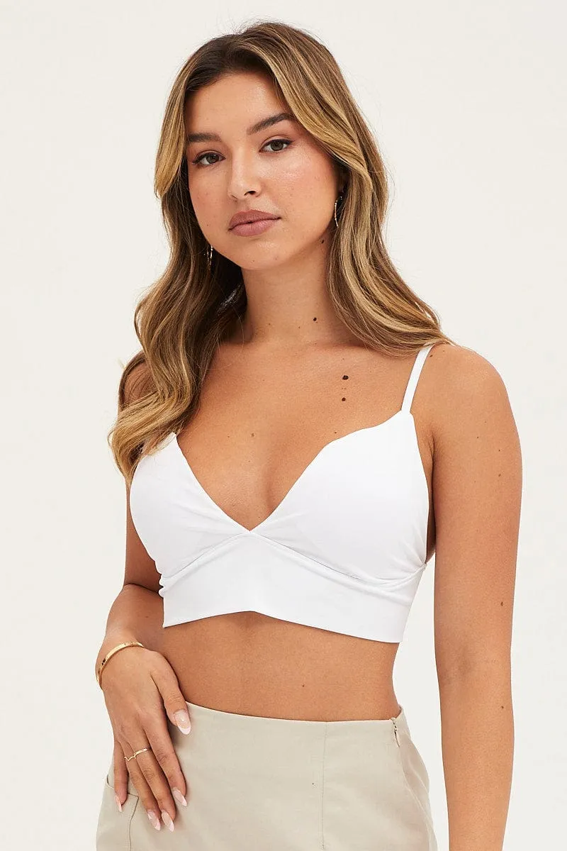 White Bralette Deep V Neck sold by Ally Fashion