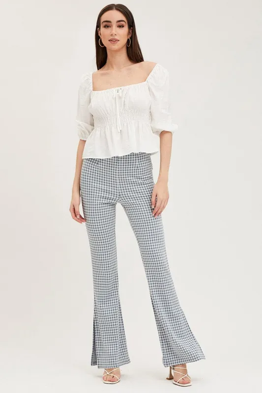 Check Flare Pants High Rise sold by Ally Fashion