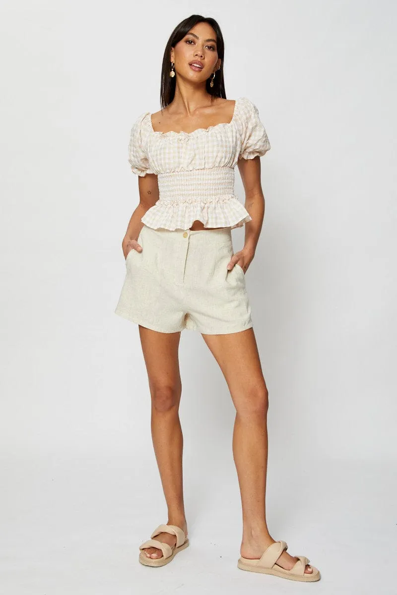 Beige Shorts sold by Ally Fashion product image thumbnail 3