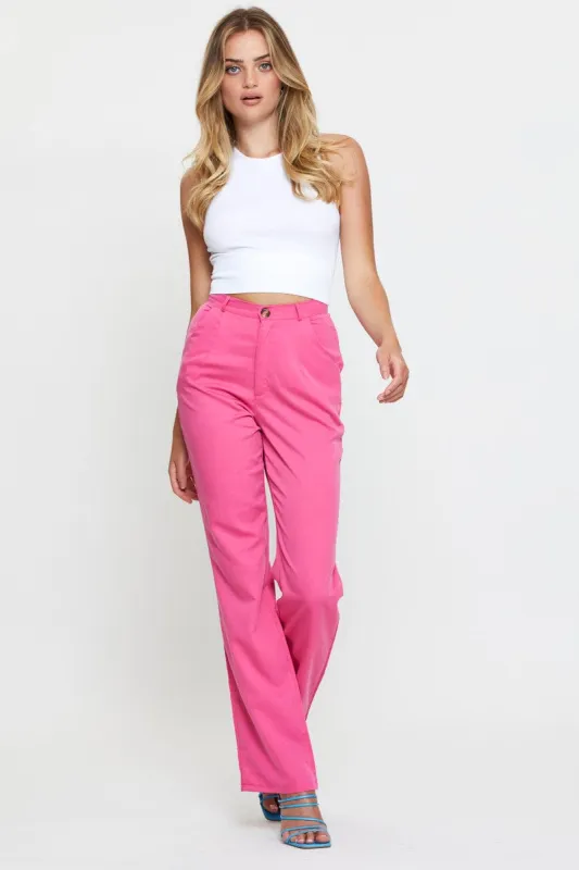 Pink Wide Leg Pant High Rise sold by Ally Fashion