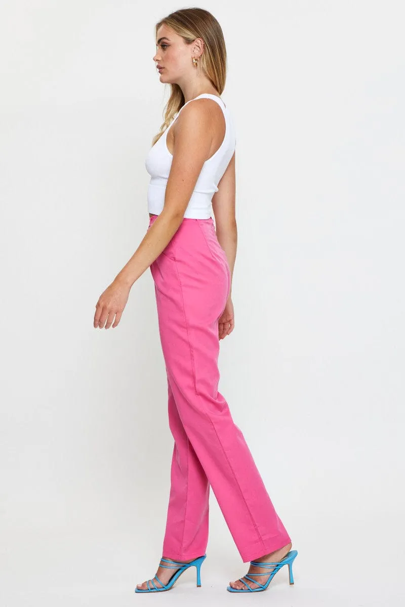 Pink Wide Leg Pant High Rise sold by Ally Fashion product image thumbnail 4
