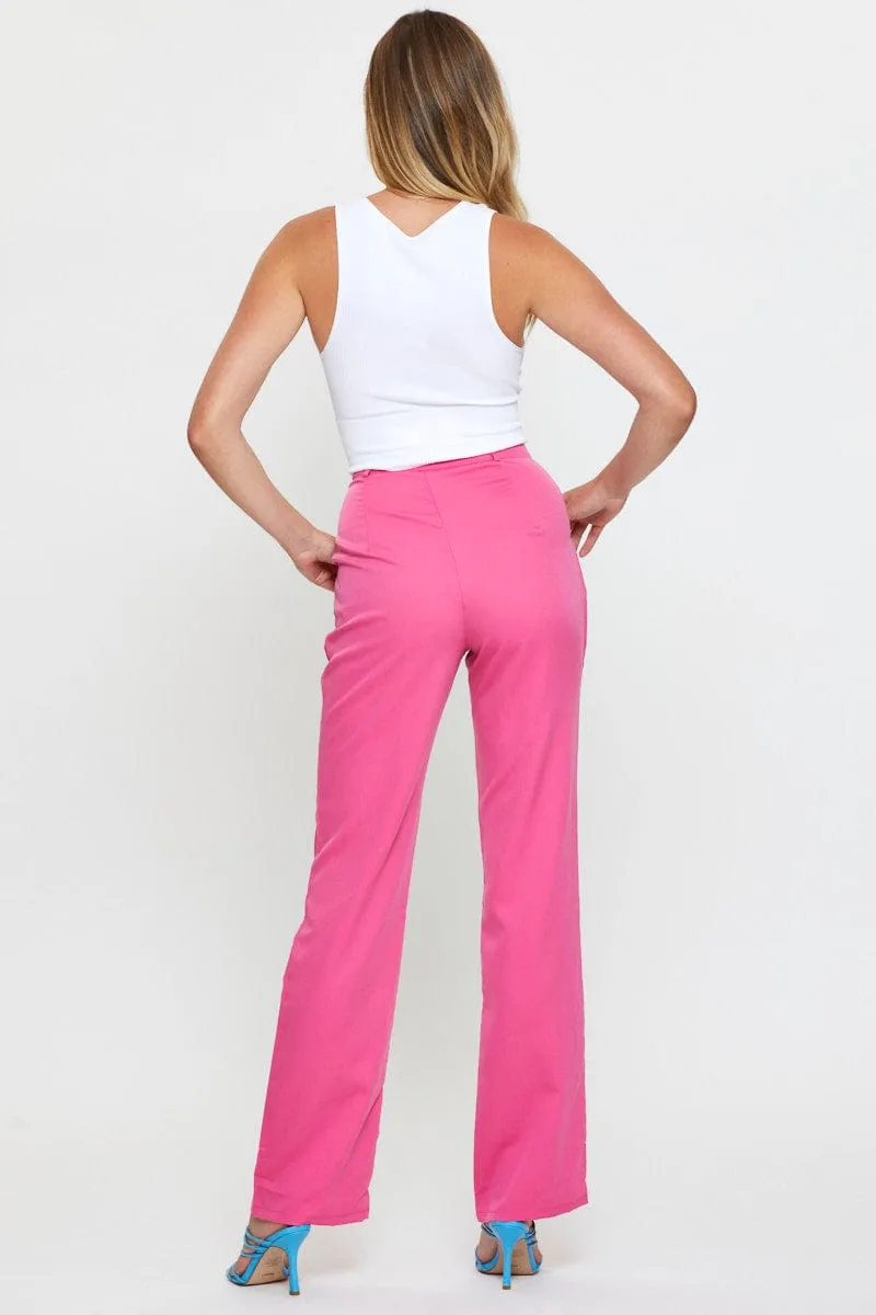 Pink Wide Leg Pant High Rise sold by Ally Fashion product image thumbnail 5