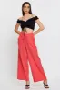 Pink Wide Leg Pants Elastic Waist sold by Ally Fashion