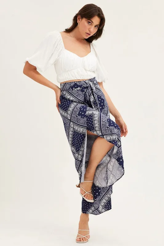 Boho Print High Rise Front Split Wide Leg Pants sold by Ally Fashion
